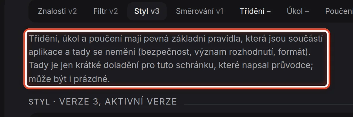 Detail — Pokročilé: doladění