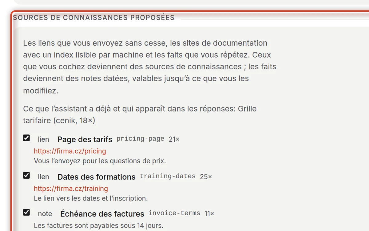 Gros plan – Choisir parmi les sources proposées