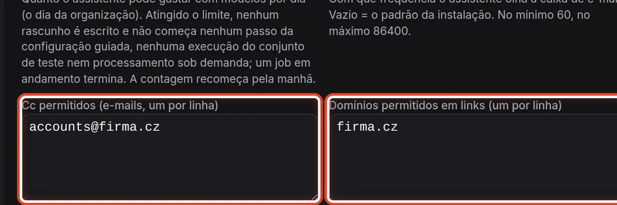 De perto – Cc, domínios e formulários permitidos