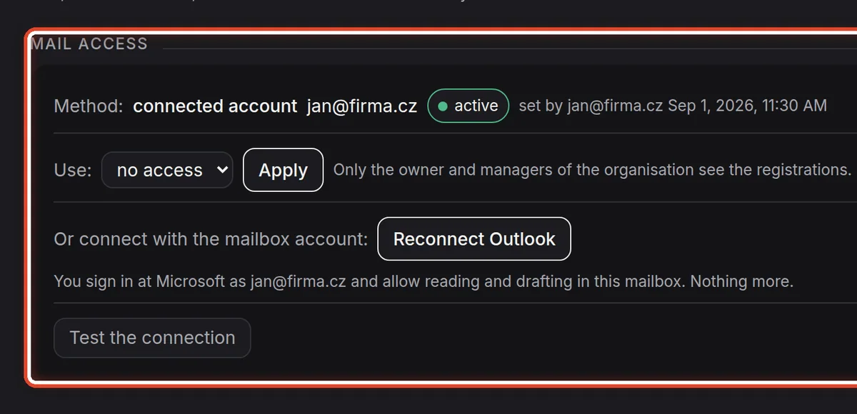 Close up — Mail access