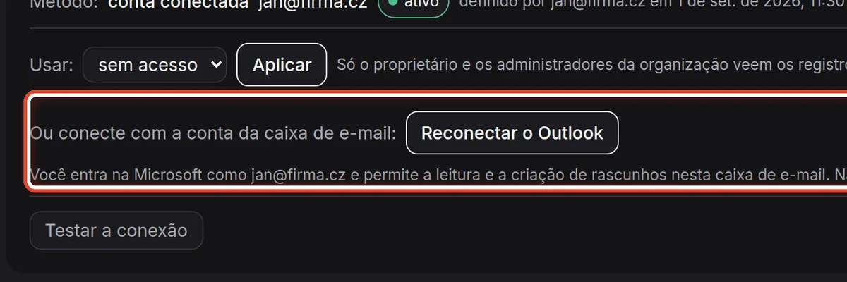 De perto – Conectar com a conta da caixa de e-mail