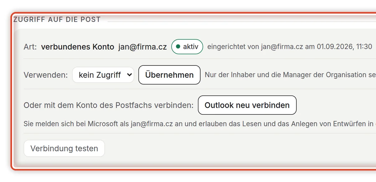 Nahaufnahme – Zugriff auf die Post